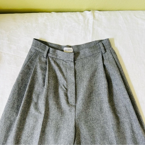 NWOT Magda Butrym Wool Blend Pleated Wide Leg Trousers 34 XS - Picture 2 of 8